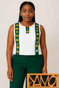 Ensemble Boléro Blanc pantalon ou jupe verre bouteille