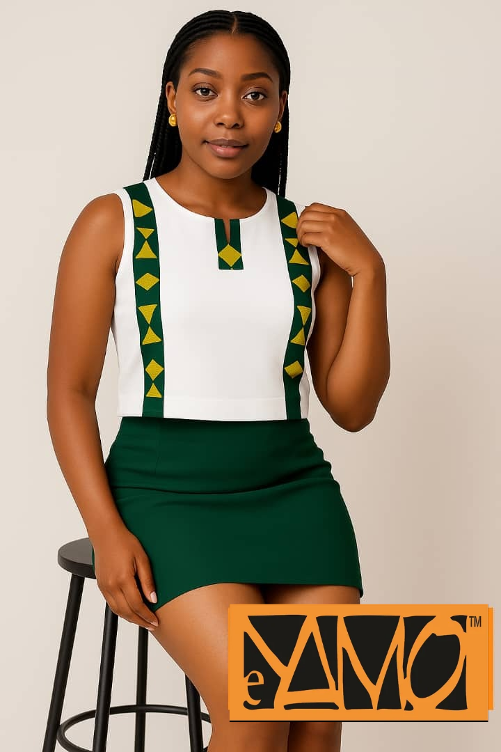 Ensemble Boléro Blanc pantalon ou jupe verre bouteille