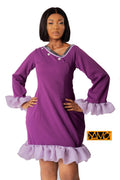 Robe violet avec un volant assortie de poids Baoulé