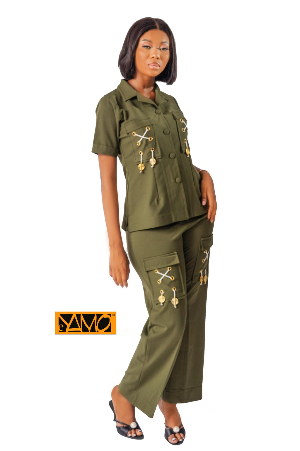 Ensemble vert bouteille assortie de poids Baoulé