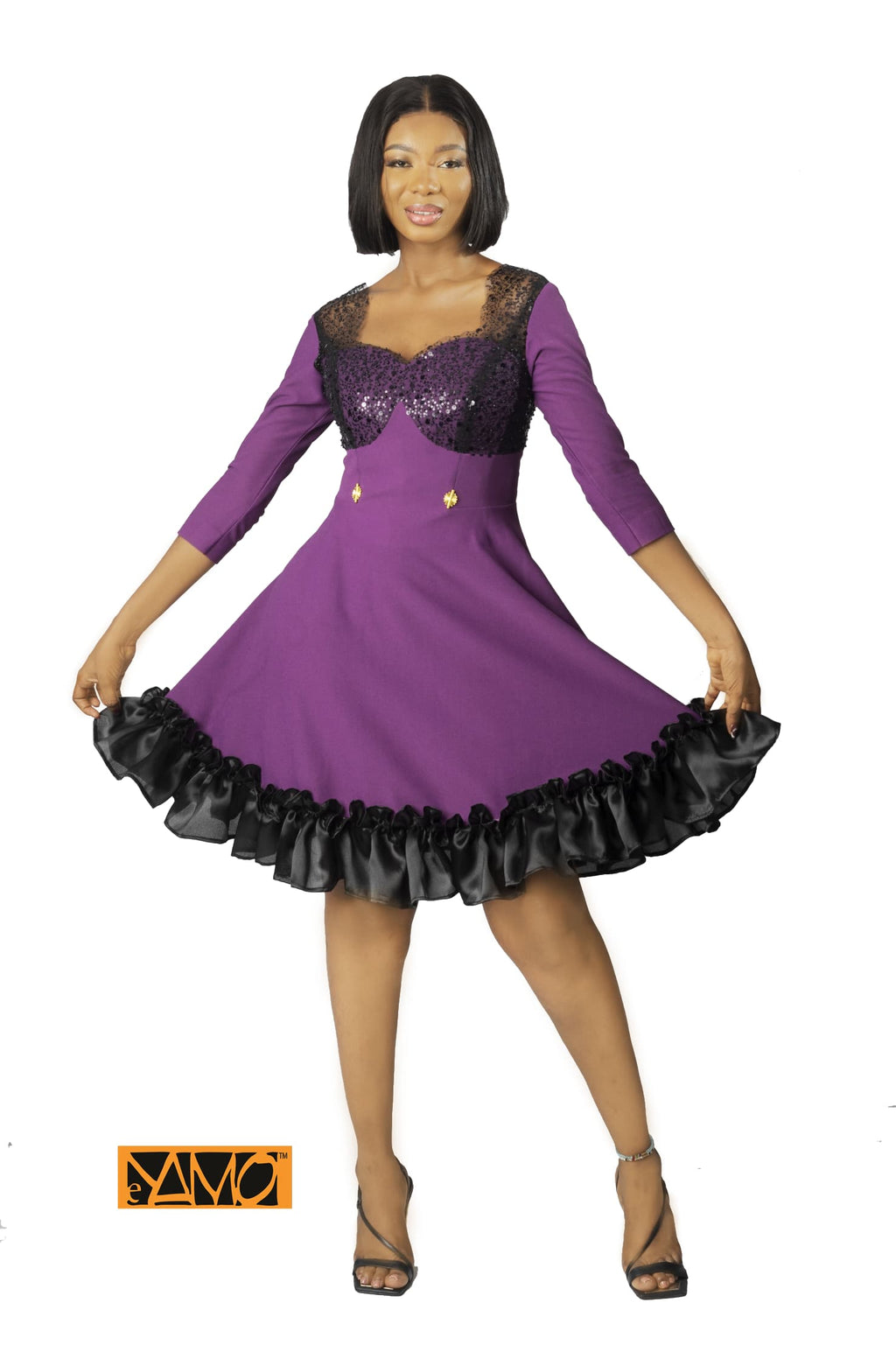 Robe violette assortie de tissu et poids Baoulé