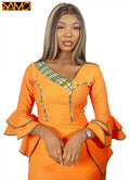 Robe orange assortie de tissé Vert AKAN et poids Baoulé