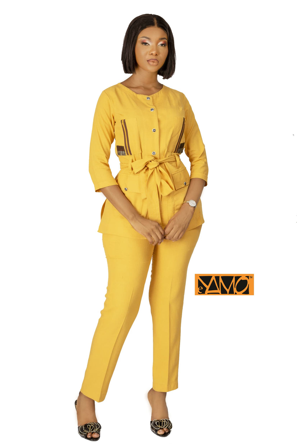 Ensemble jaune assortie de tissé AKAN