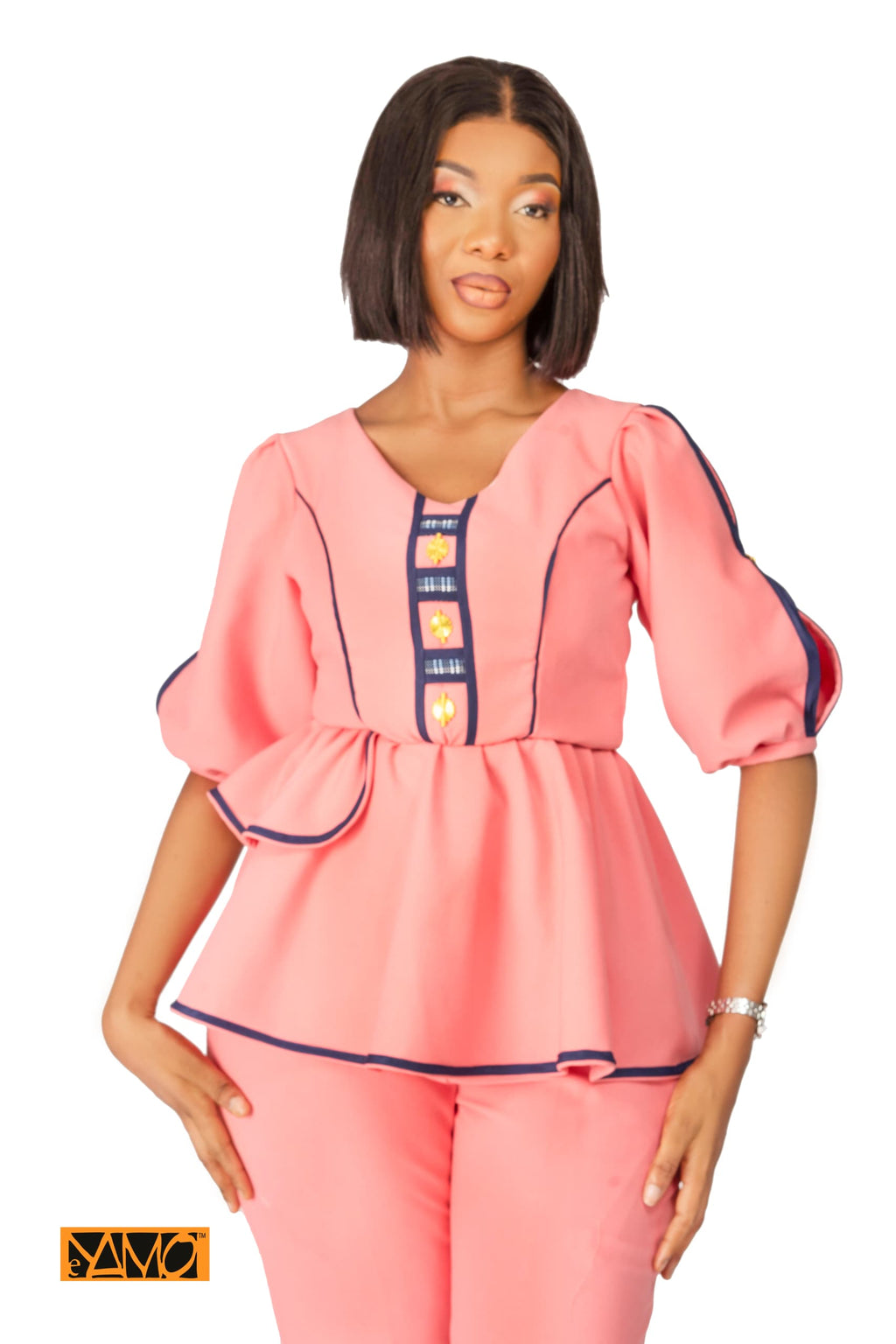 Ensemble rose assortie de tissé AKAN et poids Baoulé