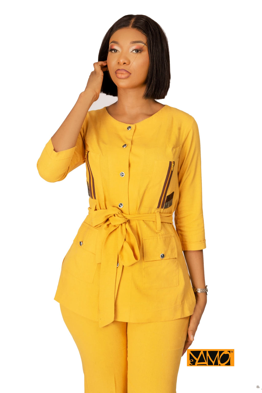 Ensemble jaune assortie de tissé AKAN