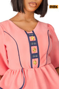 Ensemble rose assortie de tissé AKAN et poids Baoulé