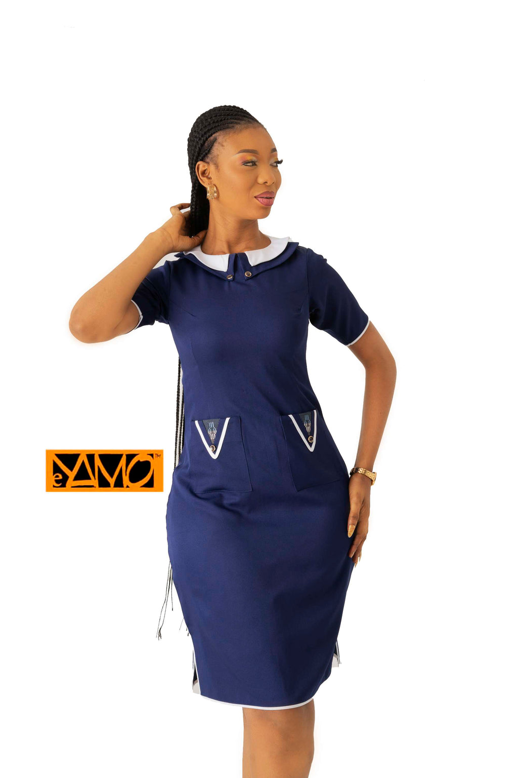 Robe bleue marine Tissé Akan